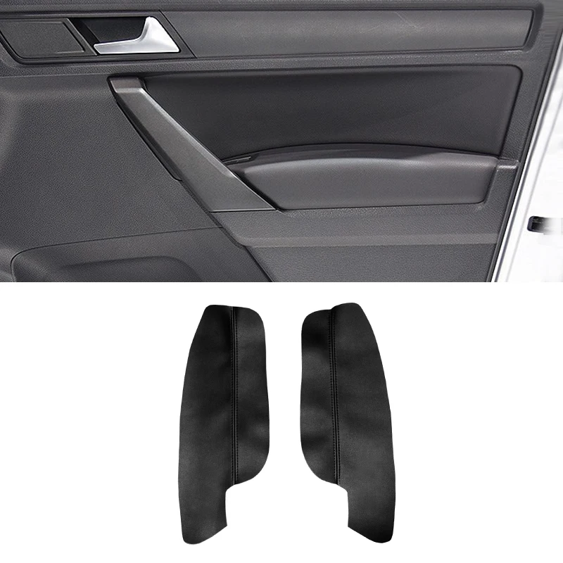 

For VW Caddy 2014 2015 2016 2pcs Microfiber Leather Car Interior Front Door Handle Armrest Panel Cover Replacement Trim