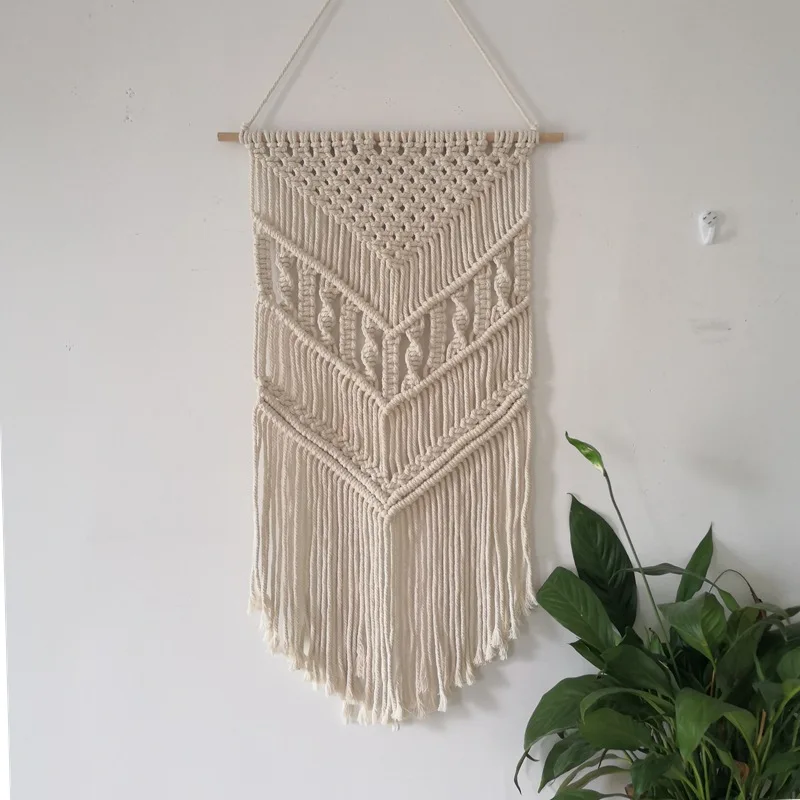 

Beech Macrame Woven Wall Hanging Hippie Boho Home Room Dorm Geometric Decor Tapestry Wall Cloth Tapestry Apartment Decoration