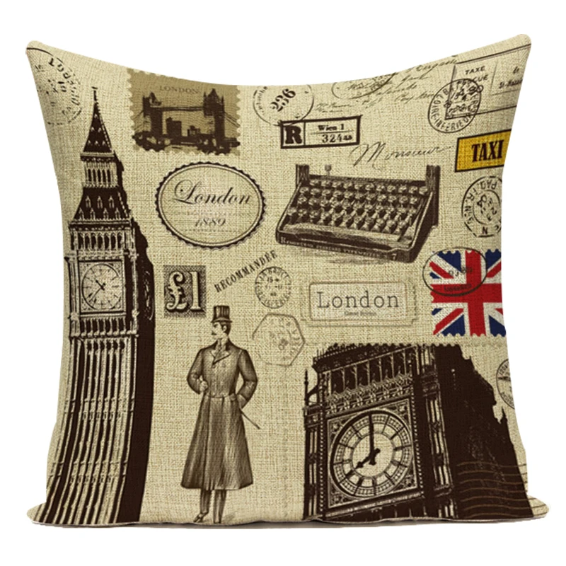 Pillow Cover Home Decor Cushion London Paris Sydney Sofa Covers Custom Seat Bed British Flag Soldiers Case |
