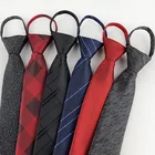 7cm Mens Tie Zipper Tie Pre-tied Man Business Wedding Party Woven Jacquard GRID Skinny Slim Lazy Neck Tie Suit Accessories