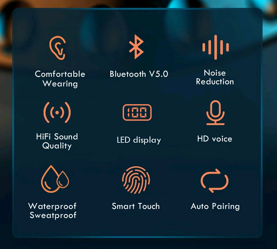 TWS F9 беспроводные наушники Спортивная гарнитура Bluetooth 5 0 сенсорные мини-наушники