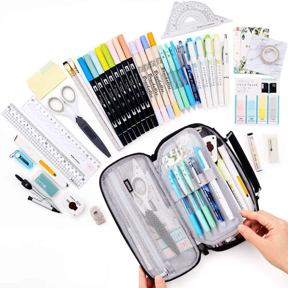 Чехол для карандашей большой емкости органайзер из полиэстера ручек и маркеров