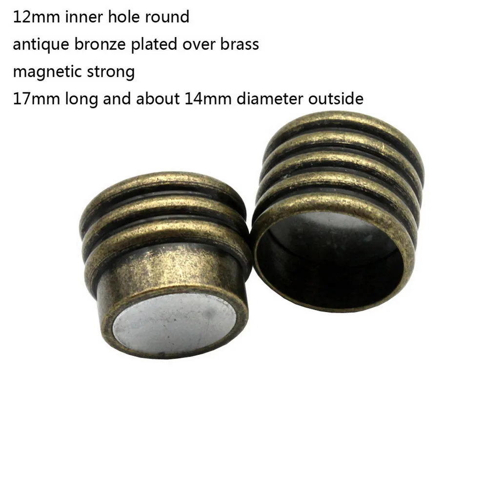 

AaaZee 3 Pieces 12mm Diameter Hole Bronze Magnetic Clasp Connectors for DIY Bracelet Necklace Clasp, Bronze Closures