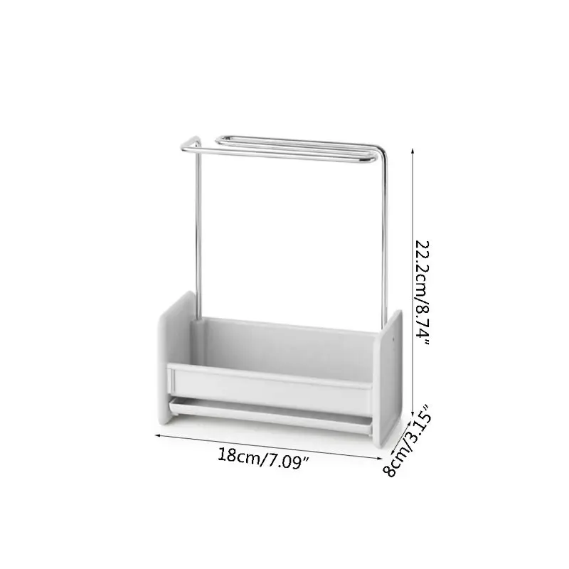 

Kitchen Sponge Holder Sink Cleaning Brush Soap Rack Drain Tray Rag Dishcloth Towel Hanging Shelf Rack