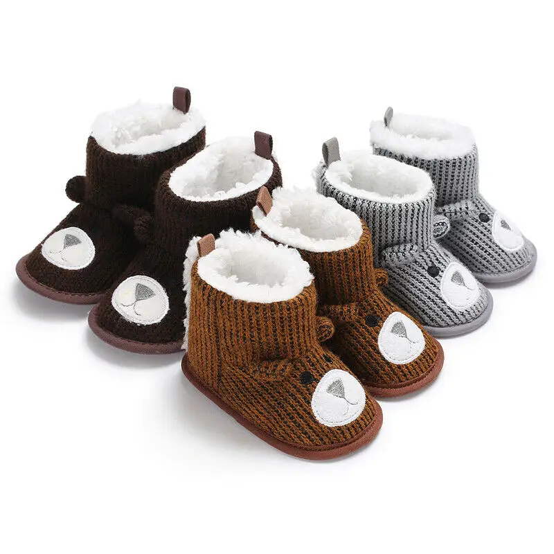 Нескользящие зимние ботинки для маленьких девочек и мальчиков теплые пинетки