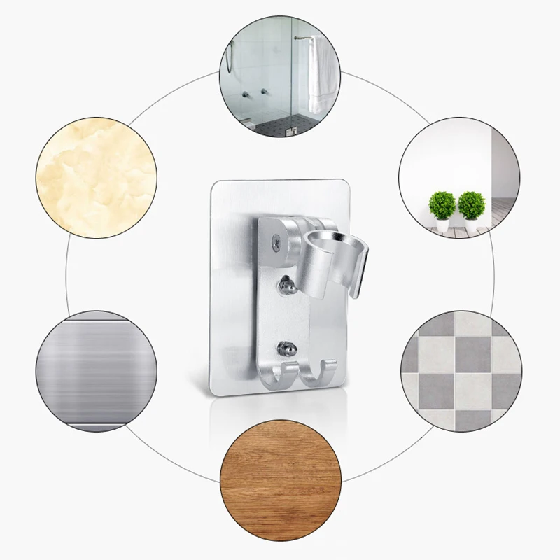 

2 pcs Shower Head Holder Punch Free Strong Adhesive Wall Mount Hook Adjustable Shower Holder for Bathroom FAS6