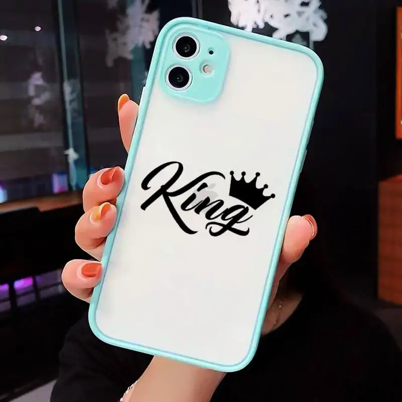

luxury Crown Princess king Phone Case Matte Transparent for iPhone 7 8 11 12 s mini pro X XS XR MAX Plus cover funda