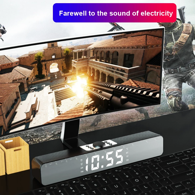 Часы 4 в 1 светодиодный зеркальный будильник LED TV Bluetooth динамик беспроводной