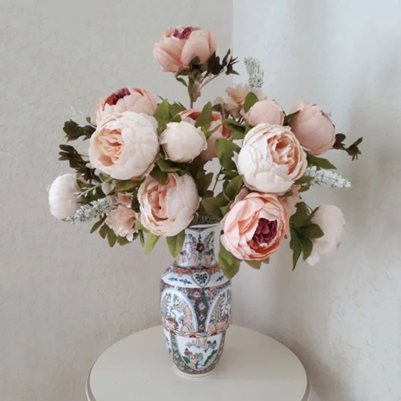 1 букет 13 голов искусственный пион чай розы цветы Камелия Шелковый Искусственный