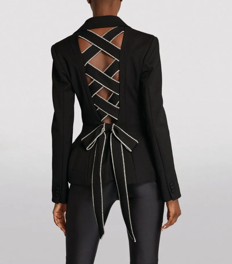 Пикантный осенний Женский блейзер 2021FW со стразами на завязках сзади женское