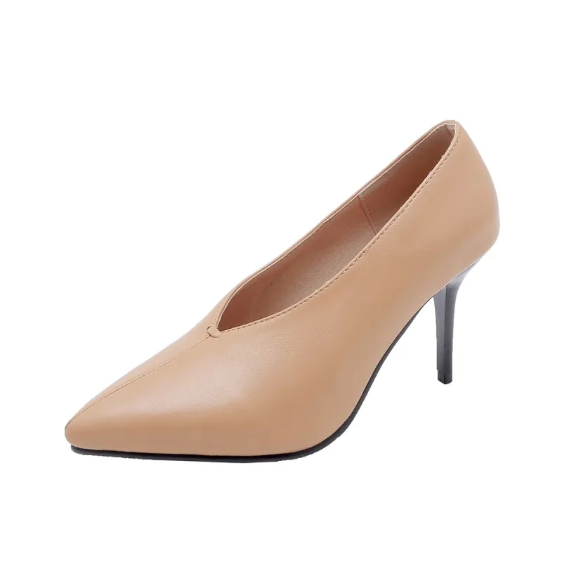 

Женские туфли на высоком каблуке; Женские туфли-лодочки; Однотонные тонкие туфли с острым носком на тонком каблуке; Большие размеры 9, 10, 11, 12, ...