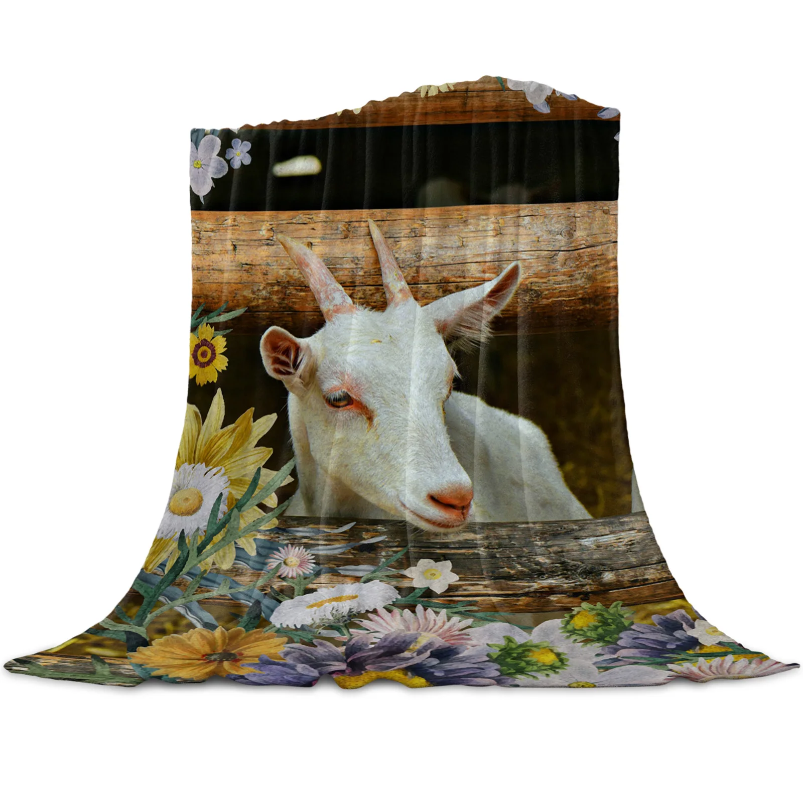 

Sunflower Farm Goat Light Thin Flannel Blanket Custom Super Warm Soft Blankets Throw on Sofa Bed Travel Bedspread