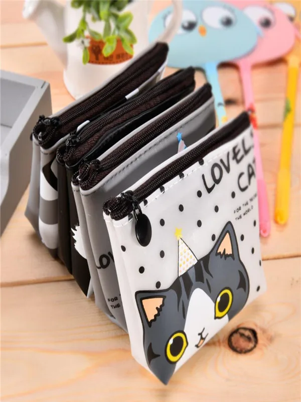 Кошелек для монет с животным кошкой Женский мини кошелек из силикагеля мелочи