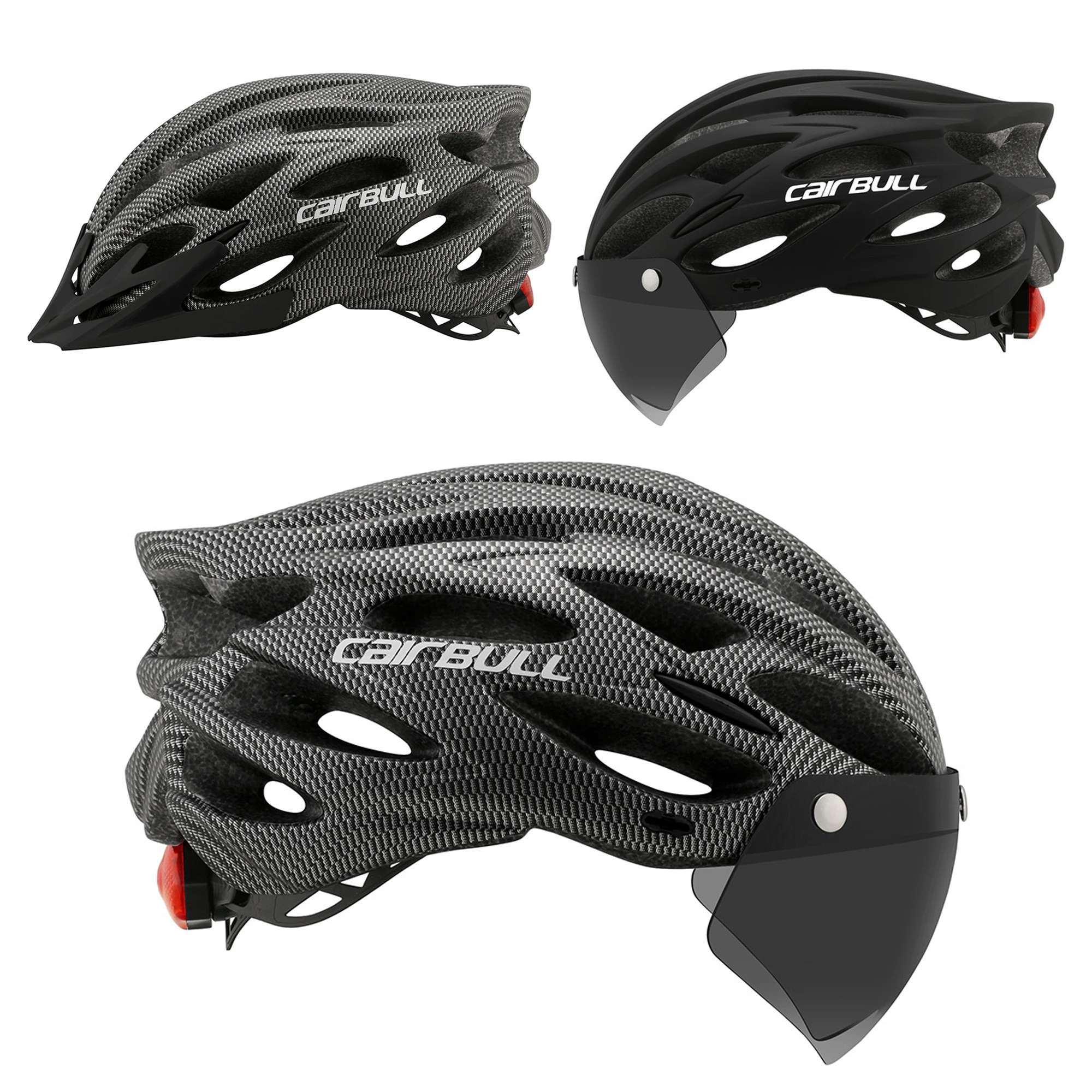 

Cairbull Ultralight Cycling Helmet With Removable Visor Goggles Bike Taillight Intergrally-molded Mountain Road MTB Helmets 230g
