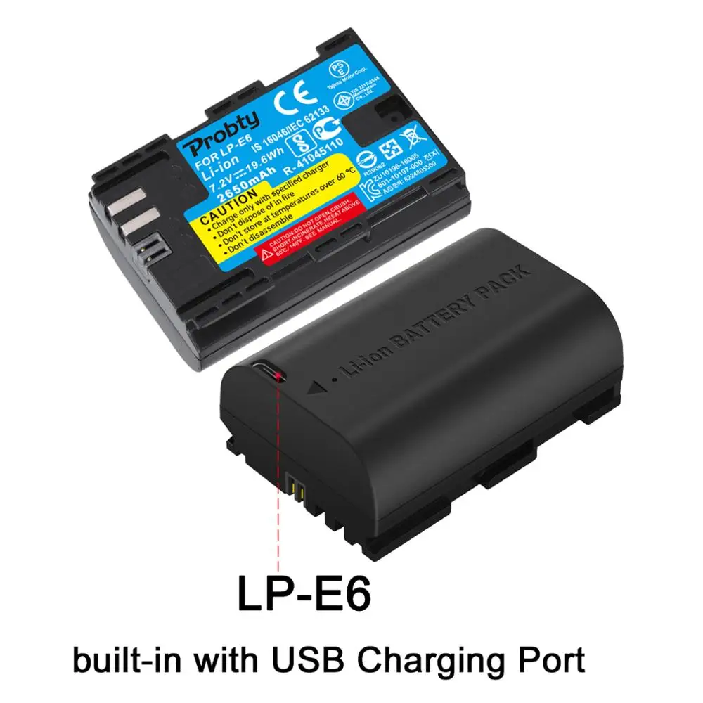 2650 мА/ч USB Выход LP E6 LPE6 E6N Батарея для Canon 5D Mark II III 7D 60D EOS 6D 70D 80D 5DS R S|Цифровые