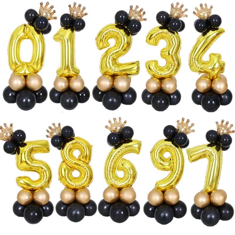

32 Inch Golden Number Balloon Birthday Party Number 0-9 Aluminum Foil Balloon Birthday Party Wedding Christmas Home Decoration