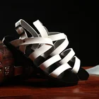 Мужские Нескользящие сандалии на плоской резиновой подошве, из натуральной кожи