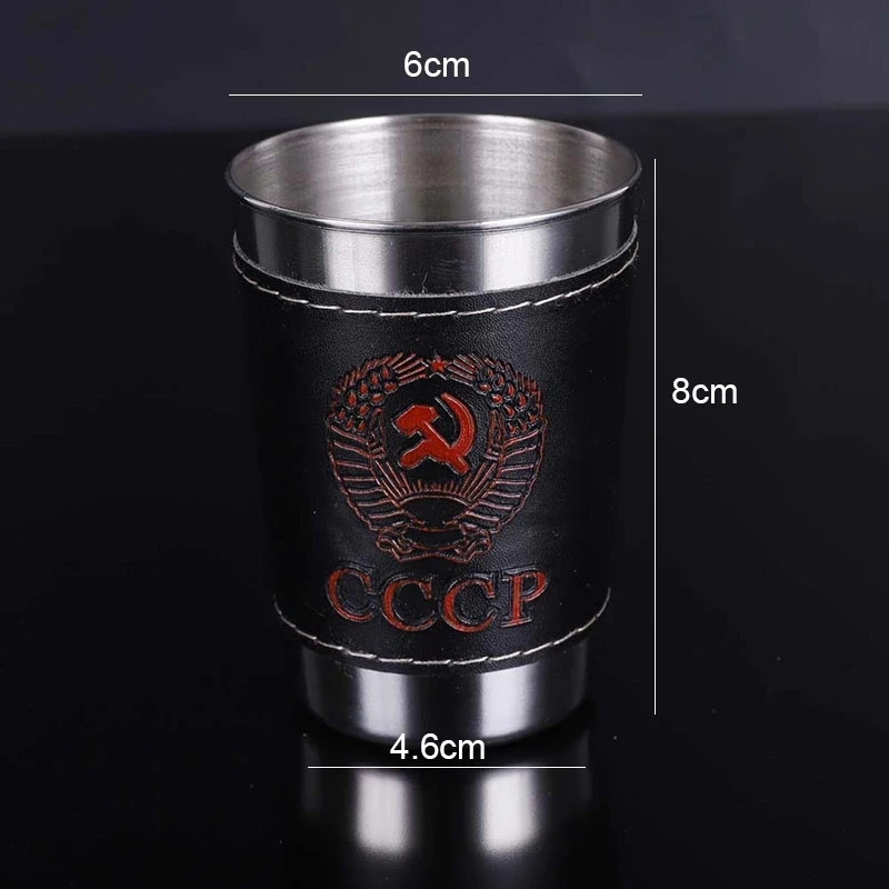 4 шт., 170 мл, чашки для путешествий из нержавеющей стали, портативные, для отдыха на природе, чашка с черной посуды из искусственной кожи, кружки для вина, виски, для пикника