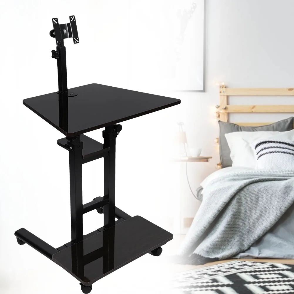 

Adjustable Height Stand Up Hanging Laptop Desk Computer Standing Desk(dark walnut)