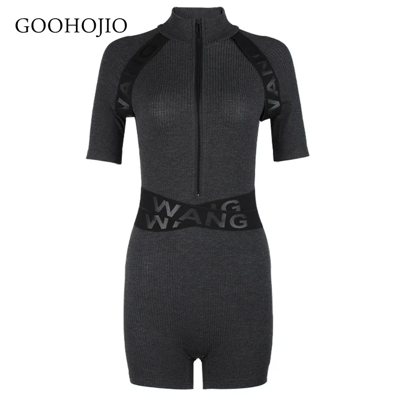 

GOOHOJIO 2021 New Spring Autumn Short Sleeves Playsuits Women Fashionable Rompers for Women High Waist Fitness Women Playsuits