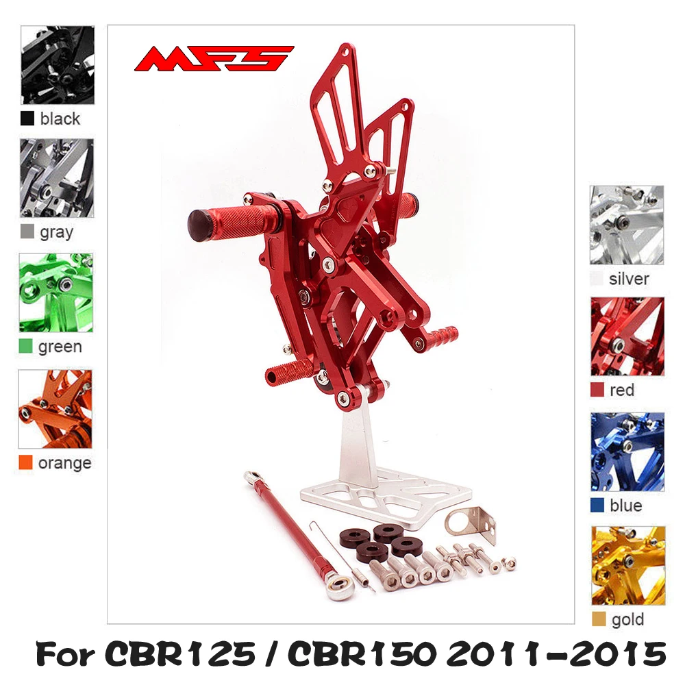 Регулируемые подножки для мотоцикла MFS черные Honda CBR150 CBR125 2011 2012 2013 2014 2015|Подставки