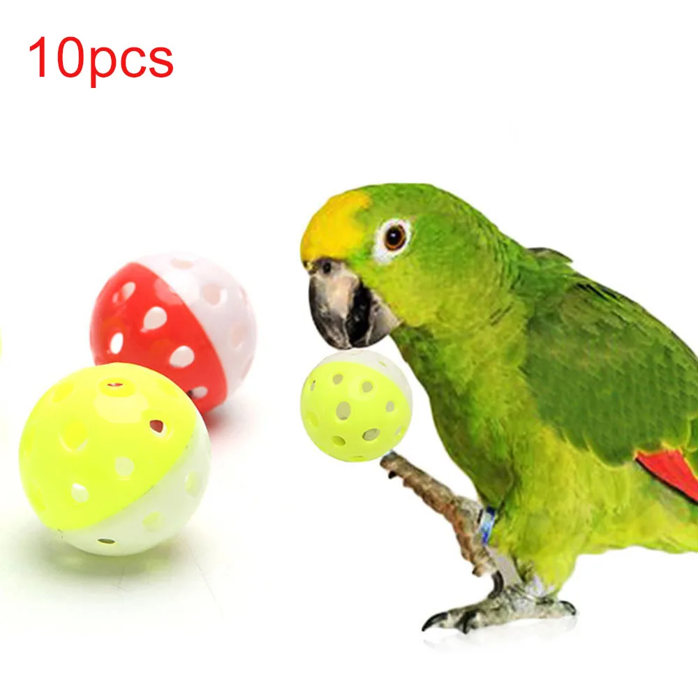 

Hollow Rolling Bell Ball Pet Bird Toy For Parakeet Cockatiel Plastic Parrot Chew Cage Fun Toys Random Color 10Pcs