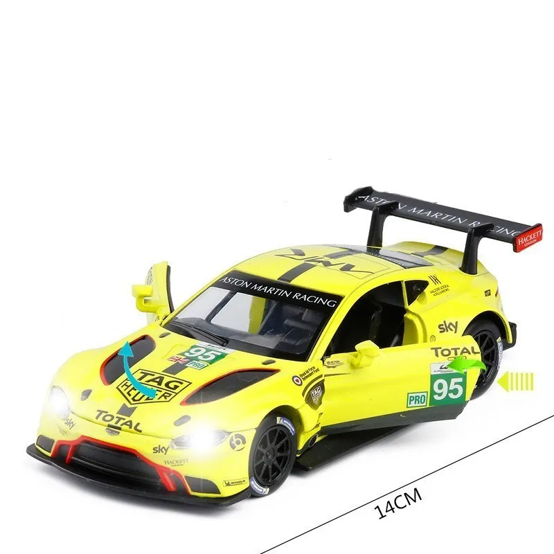 1:32 Aston Martin литье под давлением металлическая модель Vantage GTE Le Mans звуковой светильник гоночный автомобиль вытяните назад Коллекция игрушек для детей HotWheelin