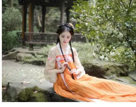

New Women Hanfu Traditional Chinese Clothing Festival Outfit Embroidery Ancient Folk Stage Performance Dance Costumes