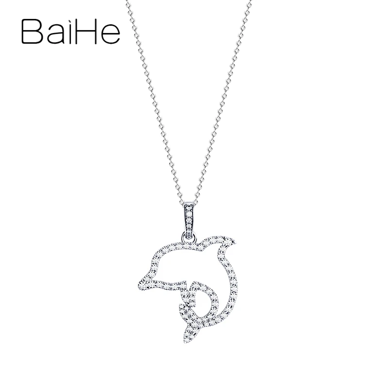 BAIHE однотонные 18K белые золотые 0.68ct H/SI круглые натуральные бриллианты женские