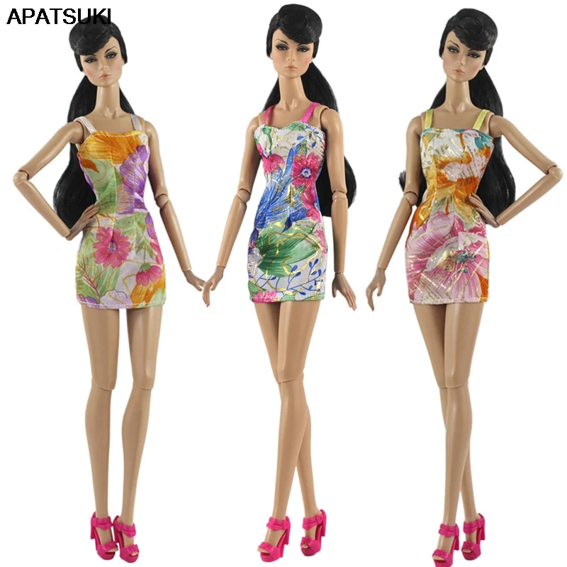 Летняя одежда цветочные платья для куклы Барби Одежда 1/6 BJD наряды вечерние кол