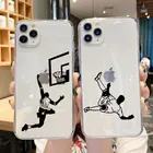 Мягкий ТПУ баскетбольный Забавный чехол для телефона iPhone 11 12 Pro XS Max Mini 7 8 6 6S Plus X XR 5 зеркальный Прозрачный чехол для задней крышки