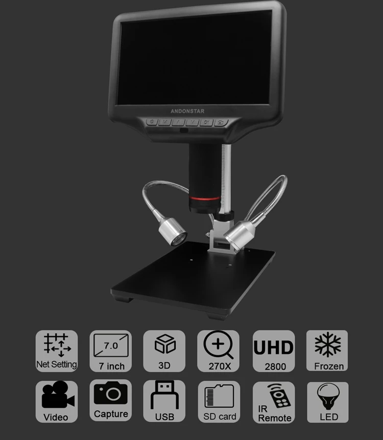 Andonstar 3D Визуальный HDMI цифровой микроскоп " lcd 1080P Регулировка большого поля УФ объектив лупа мобильный телефон ремонт пайка инструмент