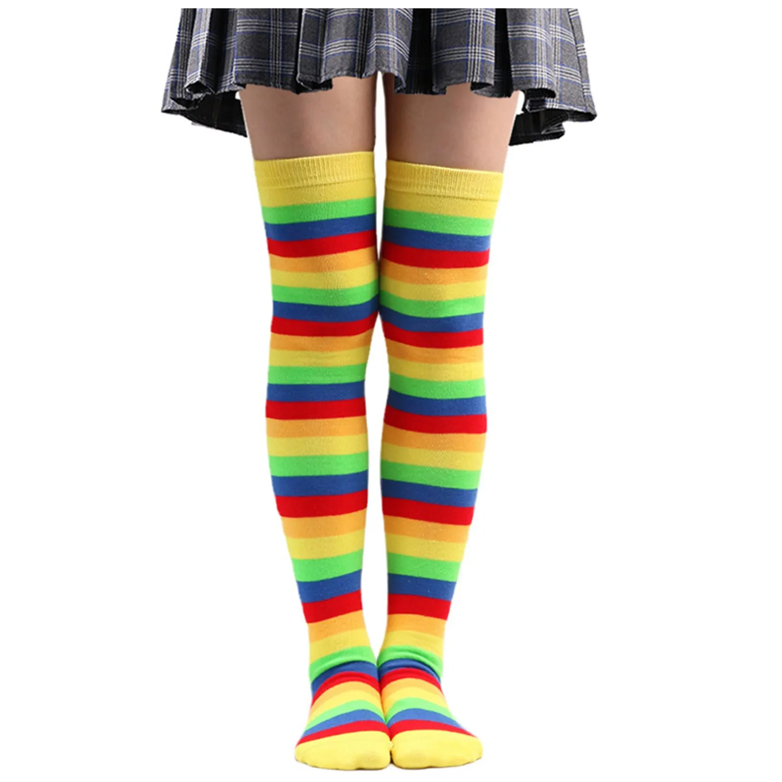 

High-Tube Women's Stockings Cotton Lengthened Knee-Length Femme Socks Beautiful Leg Colorful Striped Vintage Warm Female Socks