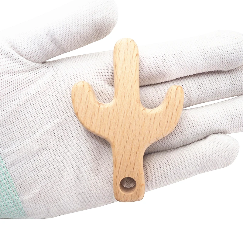 Chenkai-anillo mordedor de Cactus de madera, 10 unidades, bricolaje, ecol&oacute;gico, sin terminar, sonajero para beb&eacute;, dentici&oacute;n, juguete de animales de madera-3