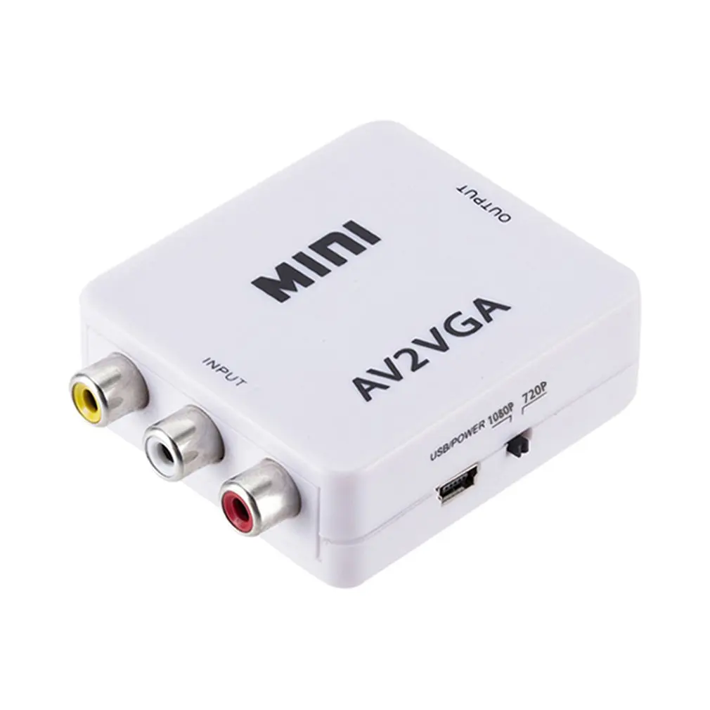 Мини-преобразователь видео высокой четкости AV2VGA AV RCA CVBS к VGA HDTV адаптер монитор