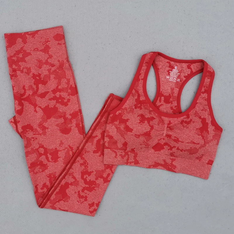 

2 Piece Yoga Set Seamless Women Gym Clothing Sports Bra High Waist Yoga Leggings Workout Sports Set Fitness Camo Sports Suit