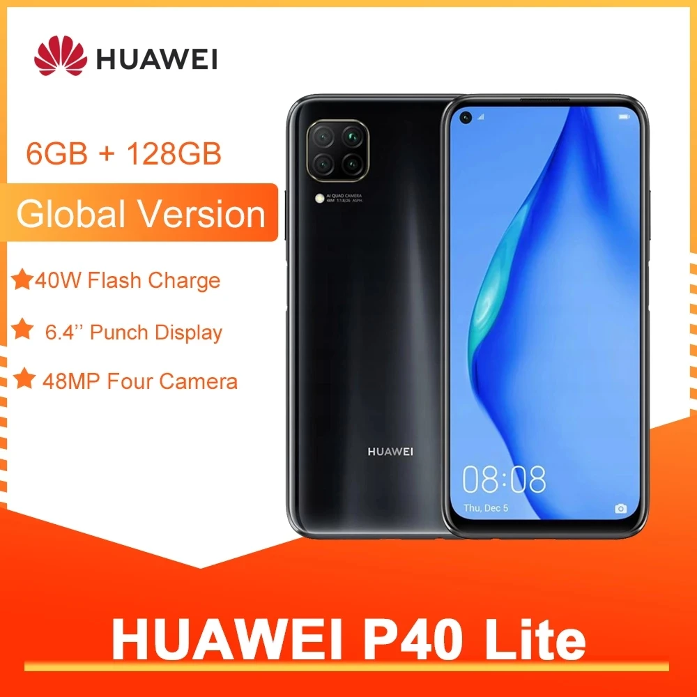 

HUAWEI P40 Lite 6GB+128GB Kirin 810 Smart Phone Global Version 48MP Camera 16MP Front camera 6.58 Inches Android 10 Smartphone