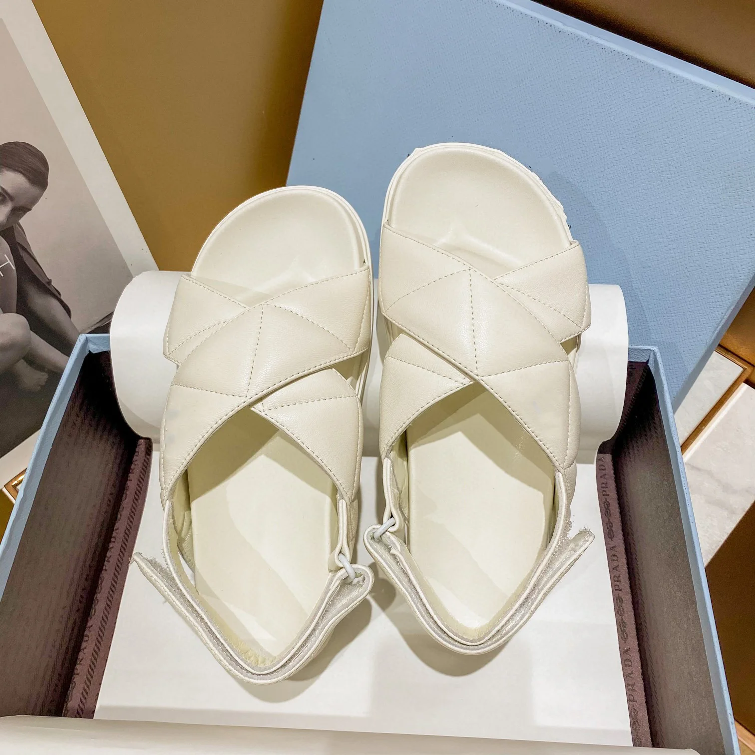 

Fashionable casual sandals for women summer 2021 new British leather Velcro flats with high platform shoes Genuine leather soft
