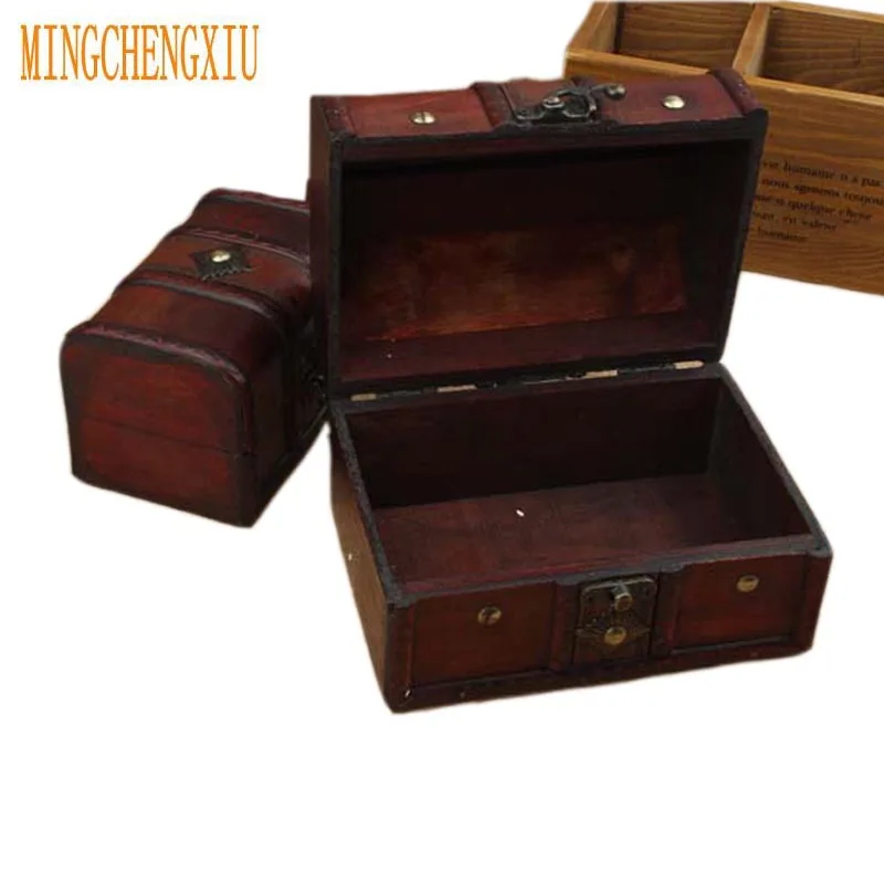 2 шт. деревянный ящик для хранения ювелирных изделий|retro jewelry boxes|storage boxtreasure chest |