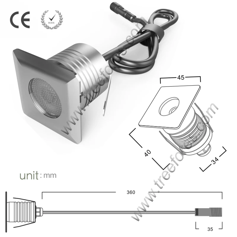Нержавеющая сталь IP67 3W CREE 12V 24V dc квадратный прожектор для ванной сауны стены лестницы подземного освещения