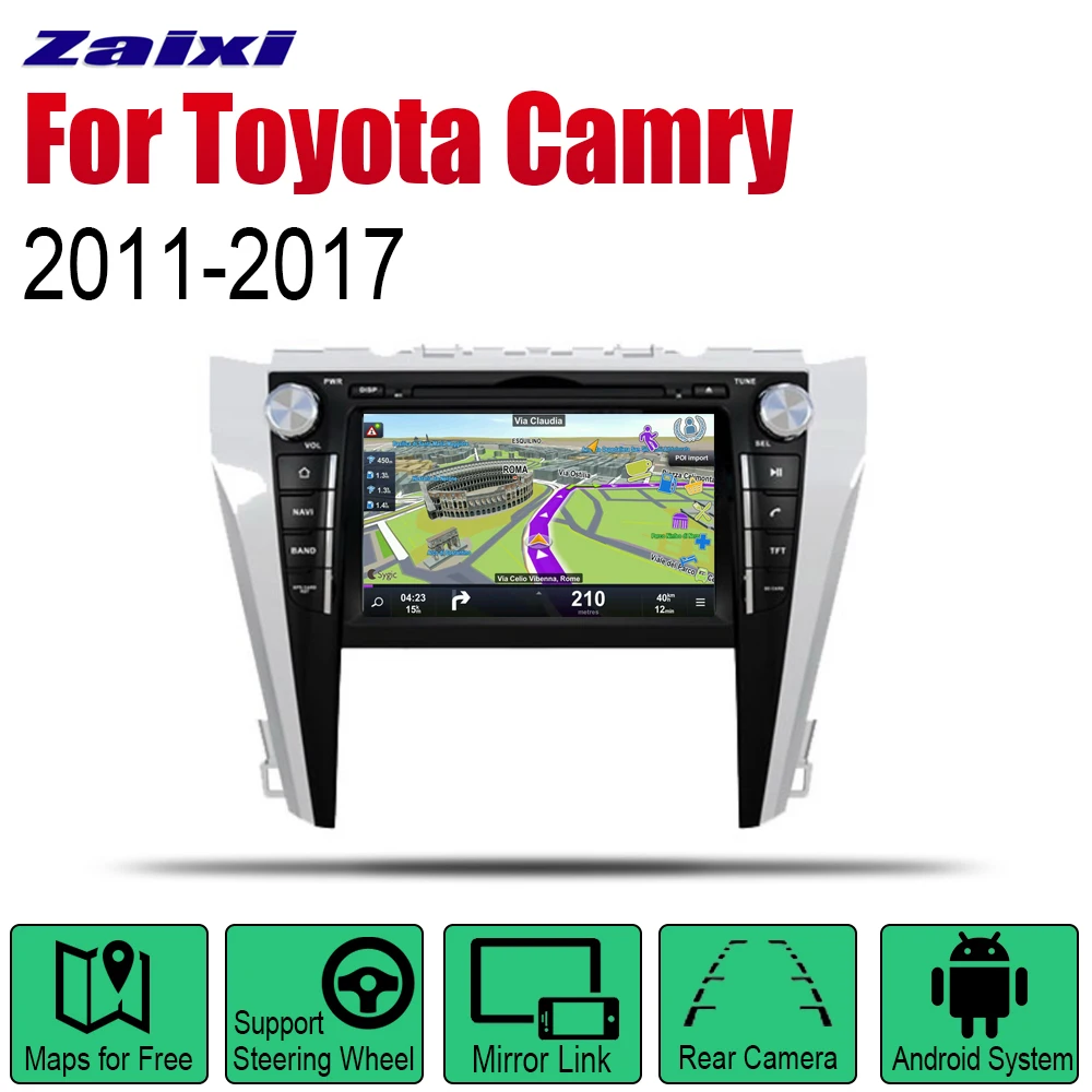 ZaiXi Android 2 Din Авто Радио DVD для Toyota Camry 2011 ~ 2017 автомобильный мультимедийный плеер GPS
