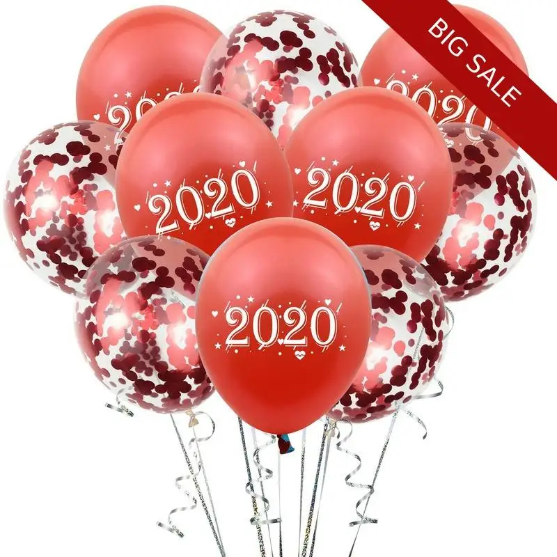Шары на день рождения латексные 12 дюймов 10 шт. счастливый новый год 2020 печатные