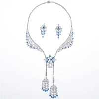 2020 new fashion luxury blue red cz zircon necklace earring setwedding bridel dinner banquet dress jewelry