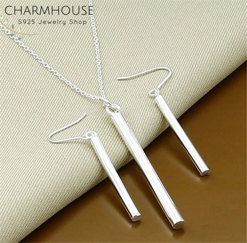 Charmhouse Серебро 925 комплекты украшений для женщин длинное ожерелье с подвеской