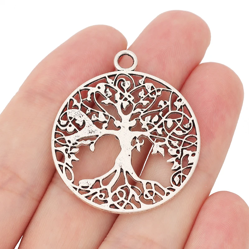 

10 x Tibetan Silver Double Sided Large Tree Life Round Charms Pendants for DIY Necklace Jewelry Making Findings Accessories 35mm