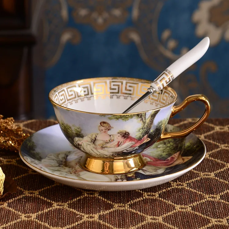 Костяной фарфор керамика набор чайных кофейных чашек креативный антикварный