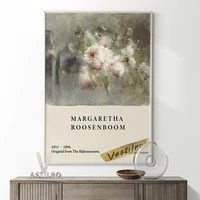margaretha roosenboom exhibition museum canvas painting prints art retro poster een vaas met rozen wall picture home decor gift