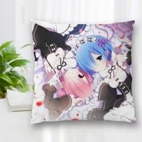 cushion re zero anime pattern cover throw pillow case cushion for sofahomecar decor zipper custom pillowcase 35x35cm40x40cm