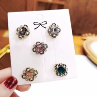5pcsset korea alloy brooches pins women 5 colors flower rhinestone pearl pin clothing jewelry accessories all match vintage