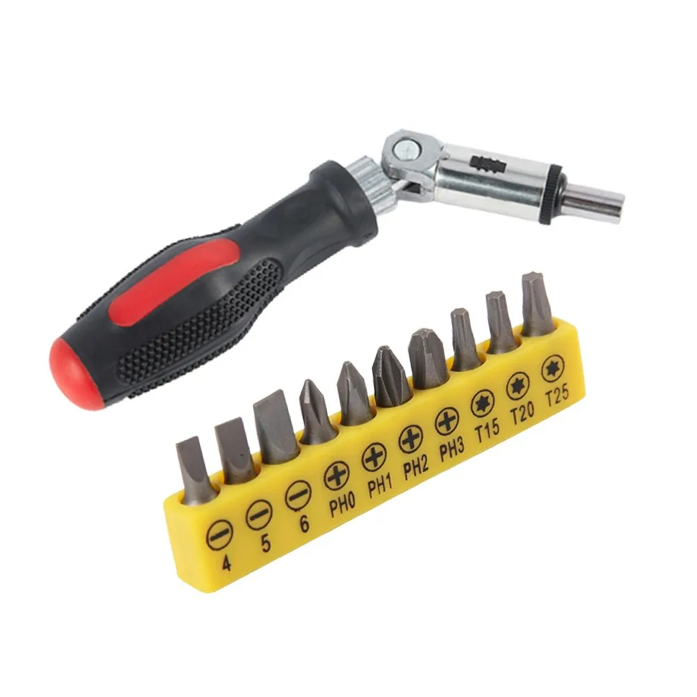 

1/4 Inch Ratchet Screwdriver Kit Hex Left Right 180Degree Rotating Ratchet Screwdriver TPR Handle Drive Tackle Hand Tool